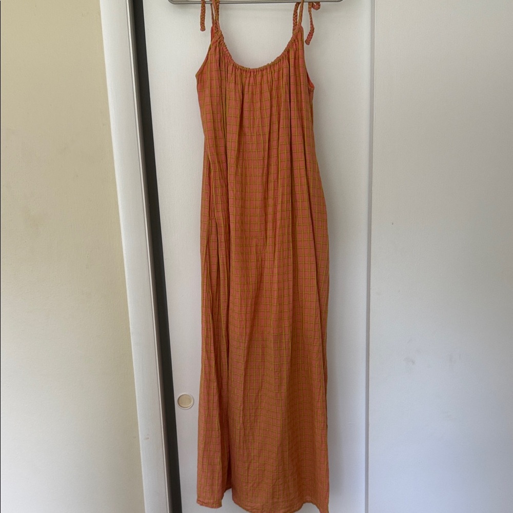 FRNCH Paris Coral Dress with Green Accents